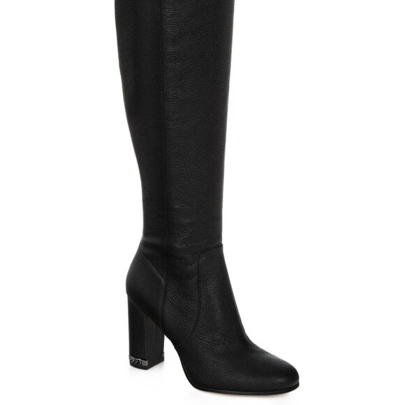Michael Kors Womens Sabrina Boots Above-The-Knee Length Leather Black Size 5.5M - Picture 1 of 5